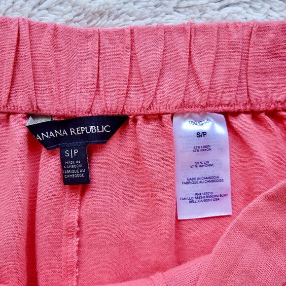 Banana Republic Pull-On Linen Blend Shorts in Coral Pink Sz S - Picture 7 of 11